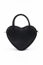 Black Heart Shaped Faux Leather Zipper Bag Single Compartment Hand Arm And Shoulder Bag