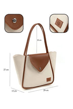 Large Faux Leather Snap Closure Tote Bag Single Compartment Hand Arm And Shoulder Bag