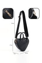 Black Heart Shaped Faux Leather Zipper Bag Single Compartment Hand Arm And Shoulder Bag