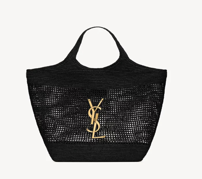 Cutout Straw Tote Bag